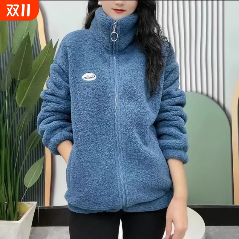 中老年妈妈加绒加厚外套摇粒绒