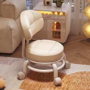 万向轮小凳子滑轮移动家用矮凳结实耐用带轮子的板凳滚轮靠背椅子