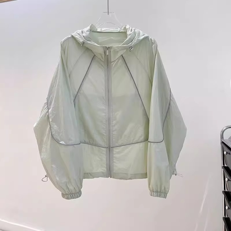 韩系ins轻薄透气连帽防晒衣女外套欧洲站夏季户外休闲防晒服开衫