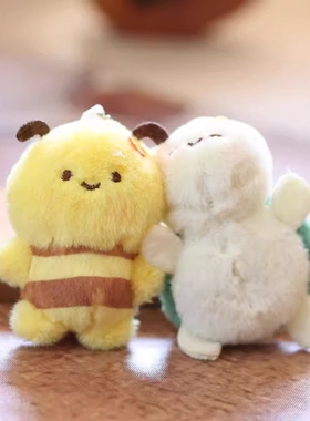 创意双人蜜蜂找个搭子磁吸贴贴毛绒公仔乌龟情侣闺蜜一对书包挂件