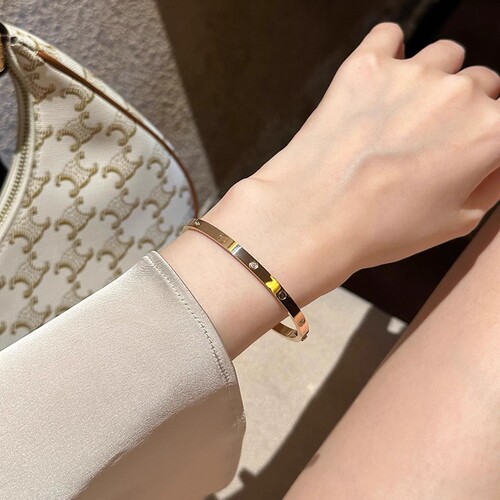 手镯满天星轻奢女18K玫瑰金高版本高级感不掉色手环螺丝love镀金