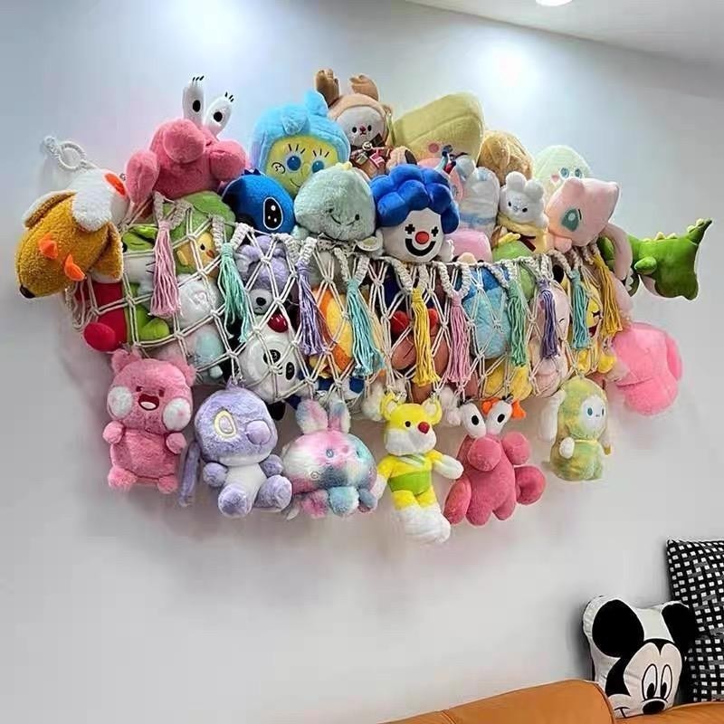 娃娃收纳神器网兜毛绒玩具玩偶公仔吊床挂网壁饰置物袋墙壁床头上