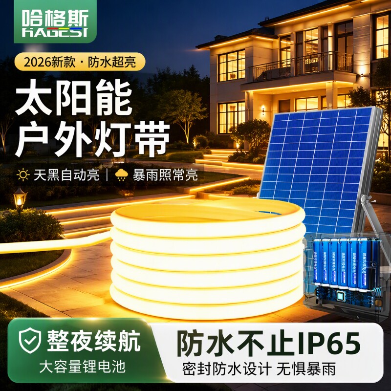 2026新款太阳能灯带户外防水超亮led庭院氛围灯别墅外墙专用灯条
