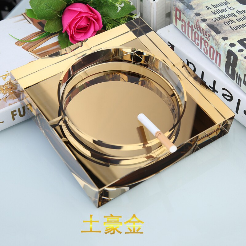 实用水晶玻璃烟灰缸家用高档时尚潮流logoKTV客厅办公室礼品