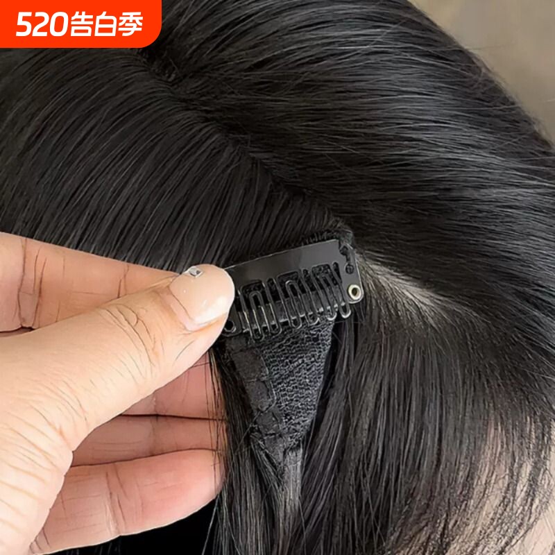 升级手织无痕薄款真发发片垫发片长发三片式100%真人发丝直假发片