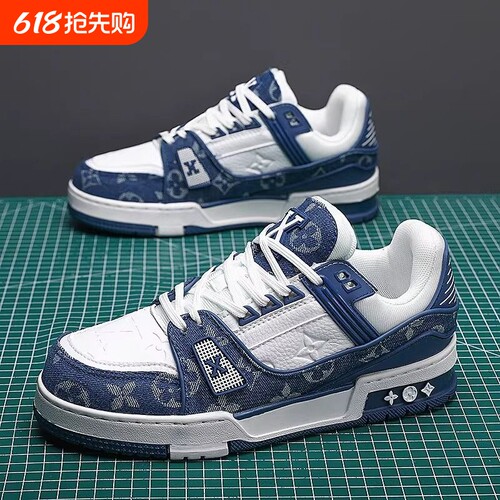 经典百搭牛仔蓝白黑板鞋男女鞋