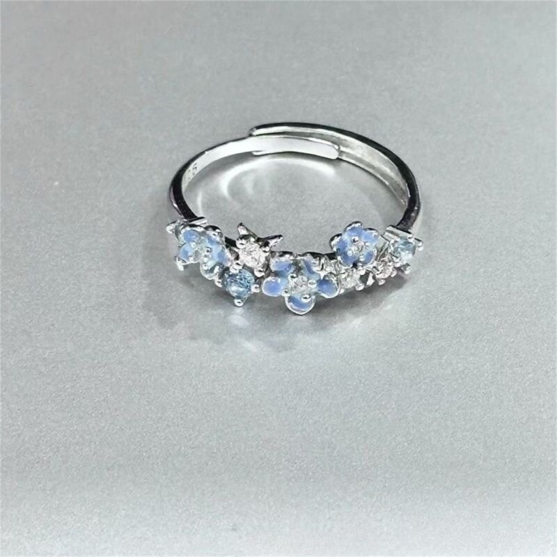 「星辰花予」沈星回印象海蓝星辰花戒指女轻奢小众高级感甜美食指