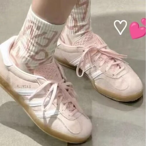 新款现货德训鞋Gazelle三­叶草樱花粉复古低帮女鞋男休闲板鞋
