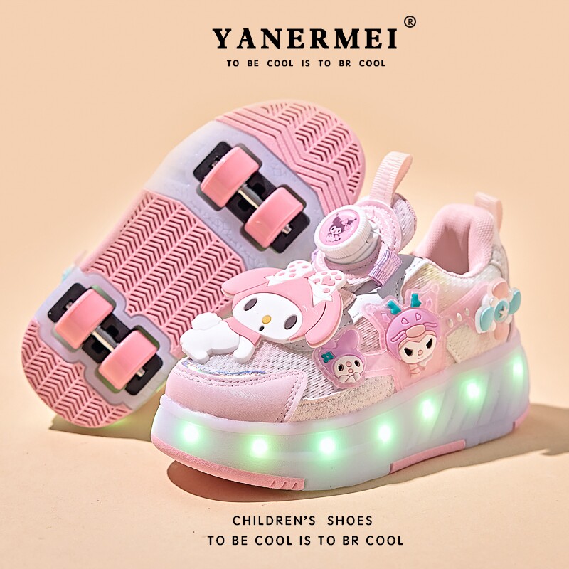 暴走鞋女童滑轮鞋儿童亮闪灯鞋2026春秋新款女孩轮子溜冰鞋四轮