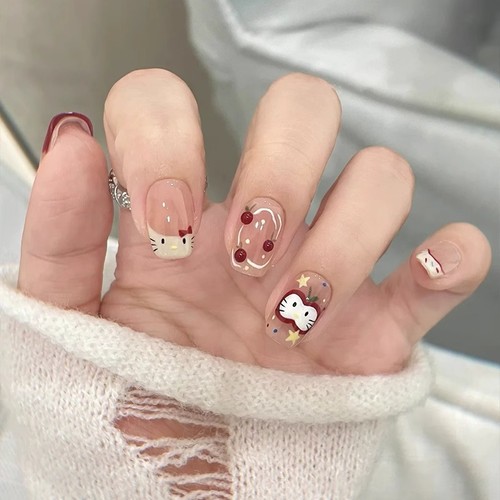 可爱苹果kitty美甲|140人收藏
