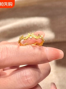法式中古蕾丝裙摆戒指复古千金气质甜美高级感蝴蝶结宫廷风食指戒