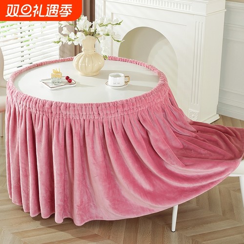 新款烤火桌子罩套正方形取暖桌罩子圆形烤火罩加绒烤火被毛绒冬季