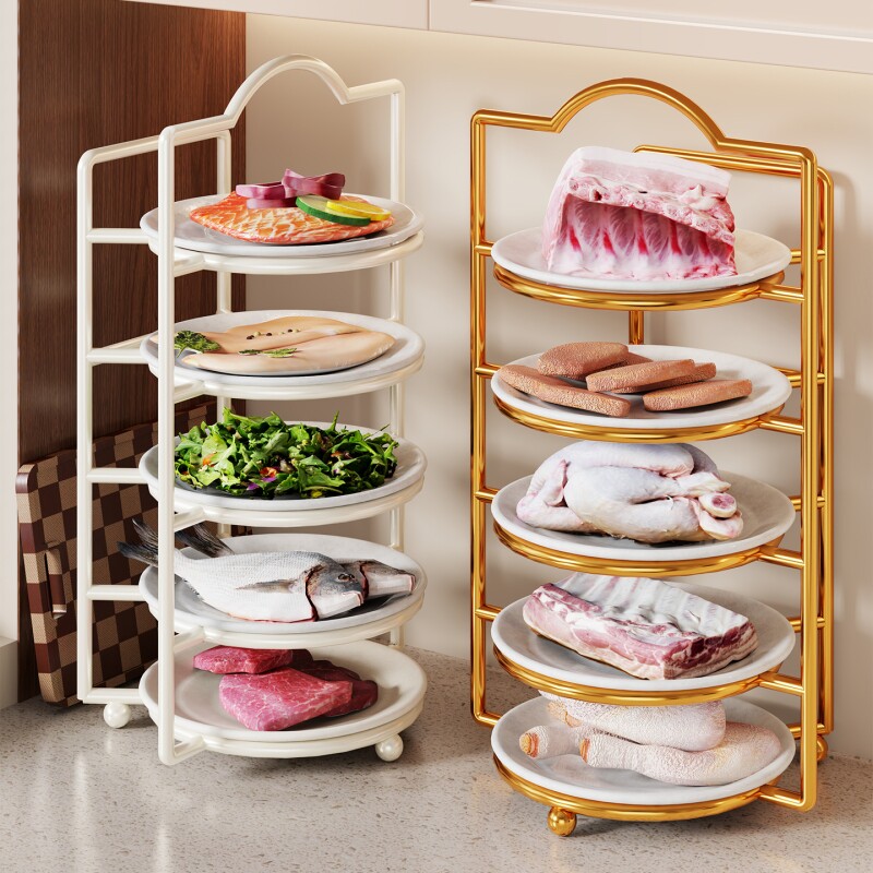 备菜盘置物架免打孔多层菜盘摆放储物架厨房配菜神器家用壁挂收纳