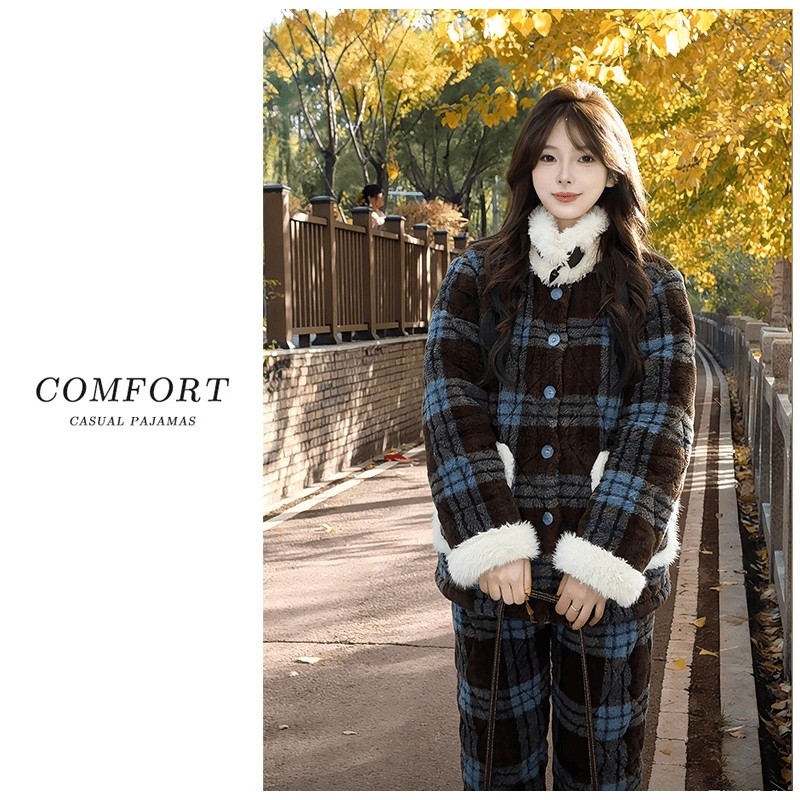 冬季新款三层夹棉加厚长毛绒卡通睡衣女连帽保暖可外穿家居服,女士内衣/男士内衣/家居服,睡衣/家居服套装,淘宝优惠券,粉丝福利购,淘宝优惠卷