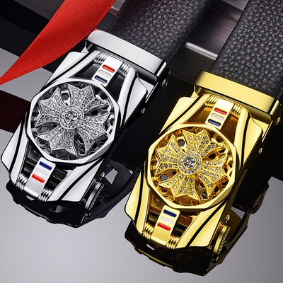 转运时来运转皮带男士真皮牛皮自动扣腰带年轻人潮流新款裤带轻奢