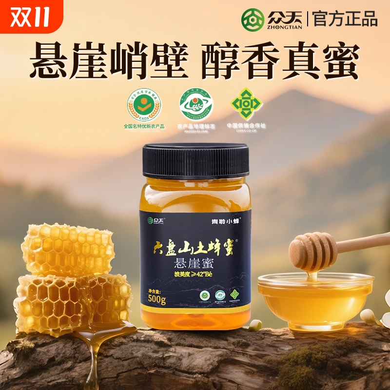 众天六盘山土蜂蜜悬崖蜜深山纯正天然野生农家自产正宗500g