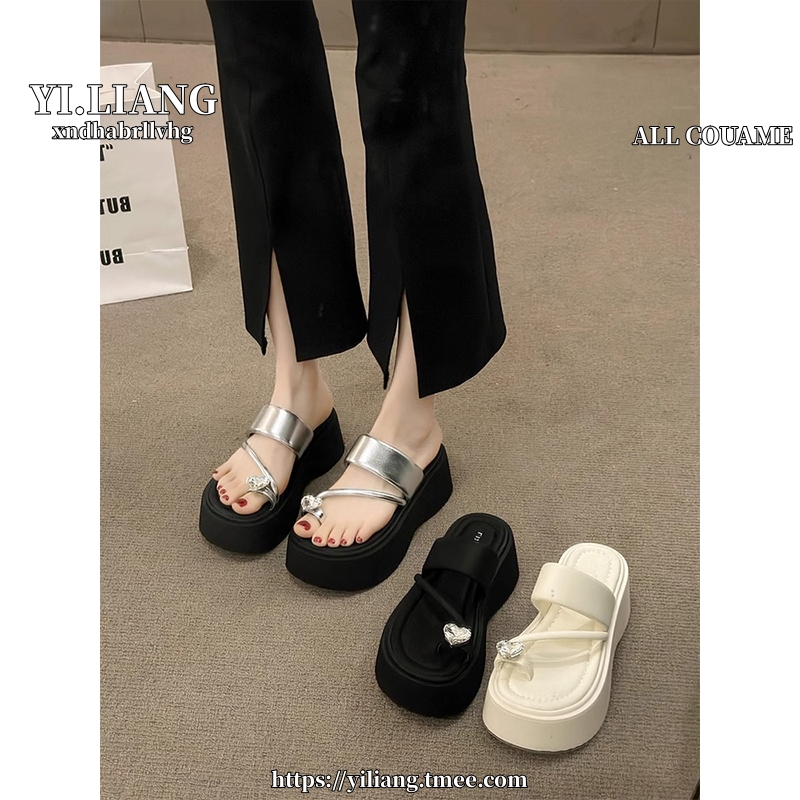 厚底增高跟套趾凉拖鞋女夏外穿2025新款配裙子时尚沙滩一字拖凉鞋