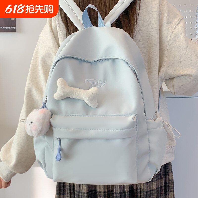 纯色百搭小书包女韩版少女学生迷你双肩包高颜值简约休闲风