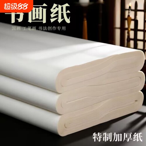 书法专用纸练习纸半生半熟毛边纸练字套装作品纸山水画对开整张练习四尺六尺批发半生熟国画三尺四开小楷纸张