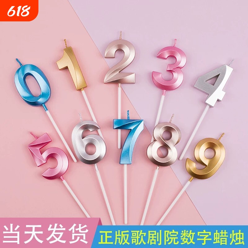 歌剧院数字生日蜡烛 INS网红创意浪漫派对金银色蜡烛周岁蛋糕装饰