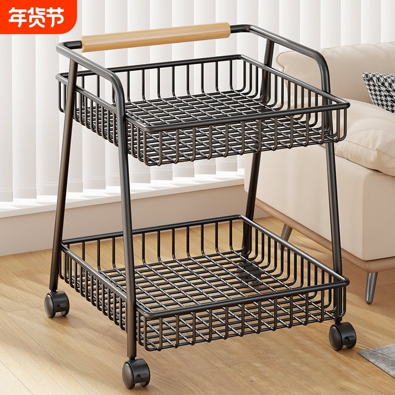 可移动零食置物架带轮滑客厅多层小推车厨房落地多功能大容量收纳