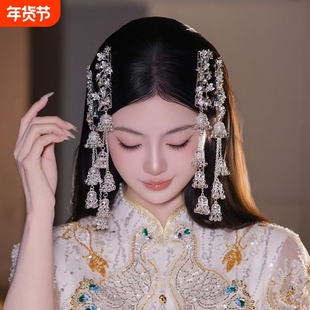 侧边发夹中式银色流苏风铃铃铛同款刘海元素民族风刘海边高级发饰
