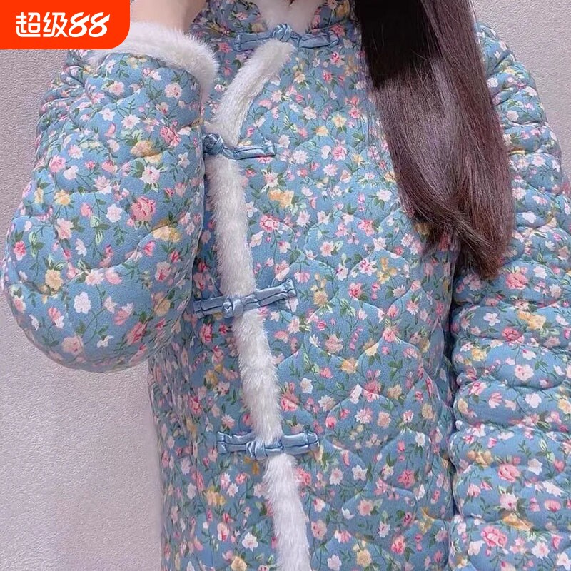 网红小花袄2024秋冬新款中老年妈妈棉袄高档中国风棉服上衣女外套图片