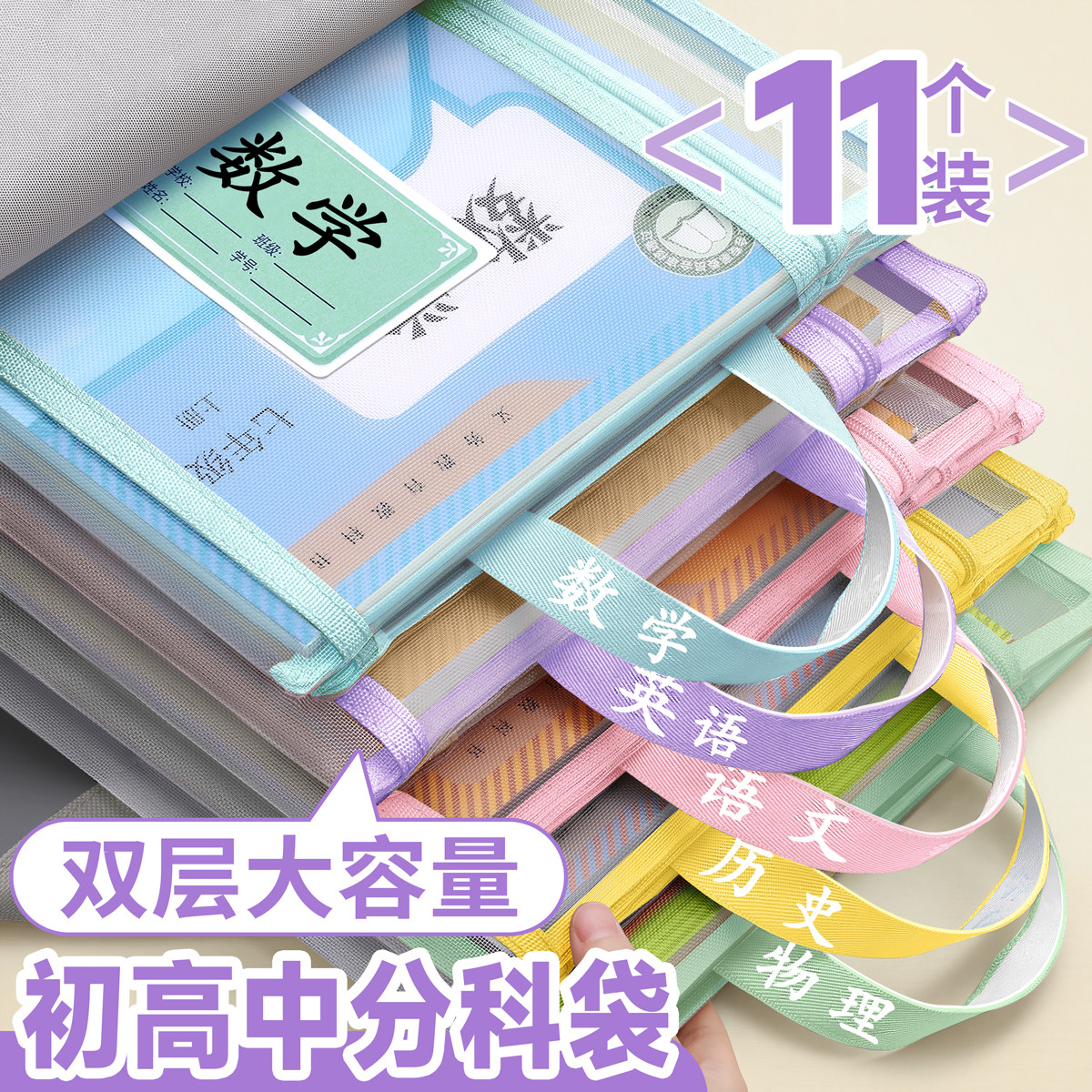 初中生分科文件袋双层大容量加厚