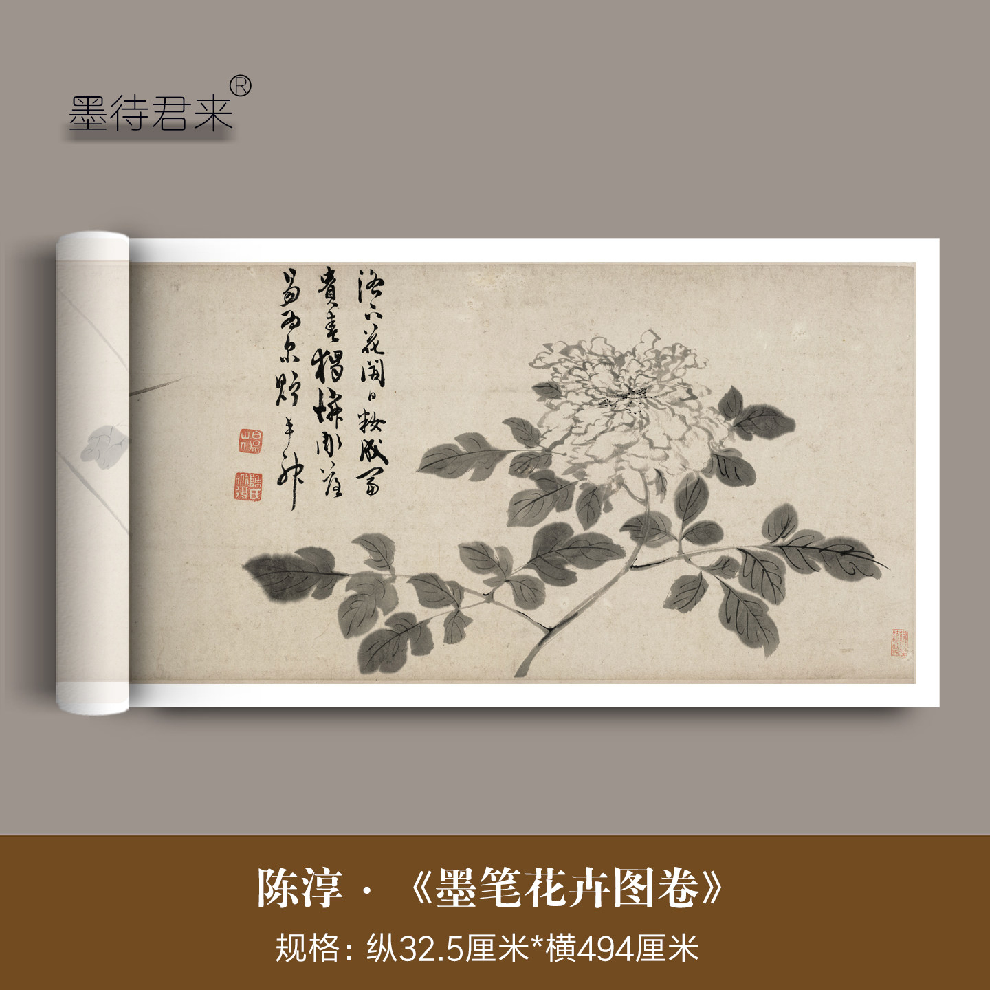 陈淳《墨笔花卉图》高清花鸟国画