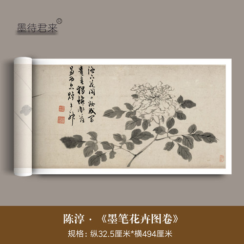 陈淳《墨笔花卉图》高清花鸟国画
