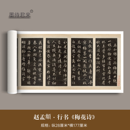 赵孟俯行书法《梅花诗》临摹字帖