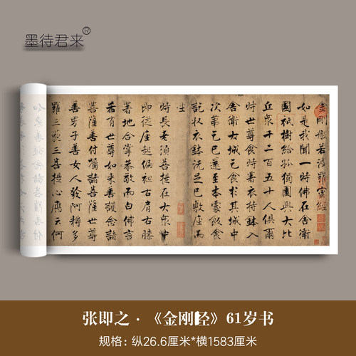 张即之楷书金刚金毛笔练字帖长卷