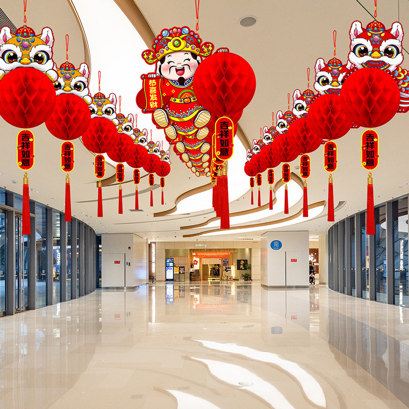 2026新年灯笼挂饰创意卡通小挂件吊坠商场店铺春节场景布置装饰品