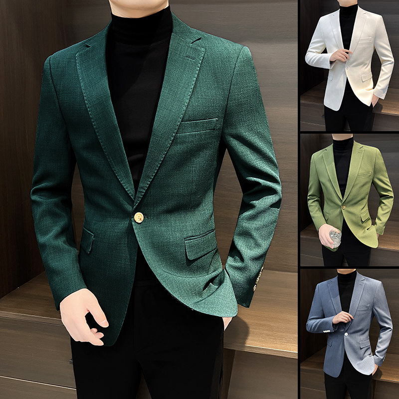 秋冬季新款墨绿色男士西装外套2025英伦男装感休闲西服1212n