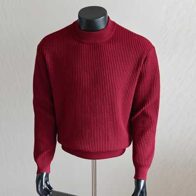 高领打底衫男款2025新款高级感长袖内搭针织衫秋冬红色男士1204e