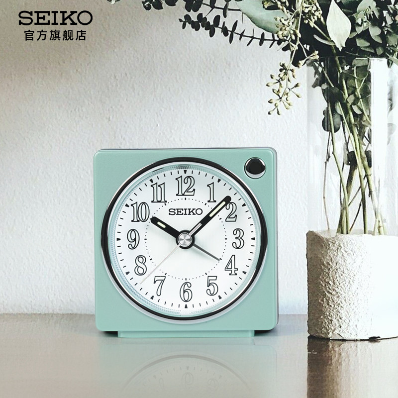 SEIKO日本精工夜灯夜光扫秒简约学生用卧室儿童迷你小闹钟