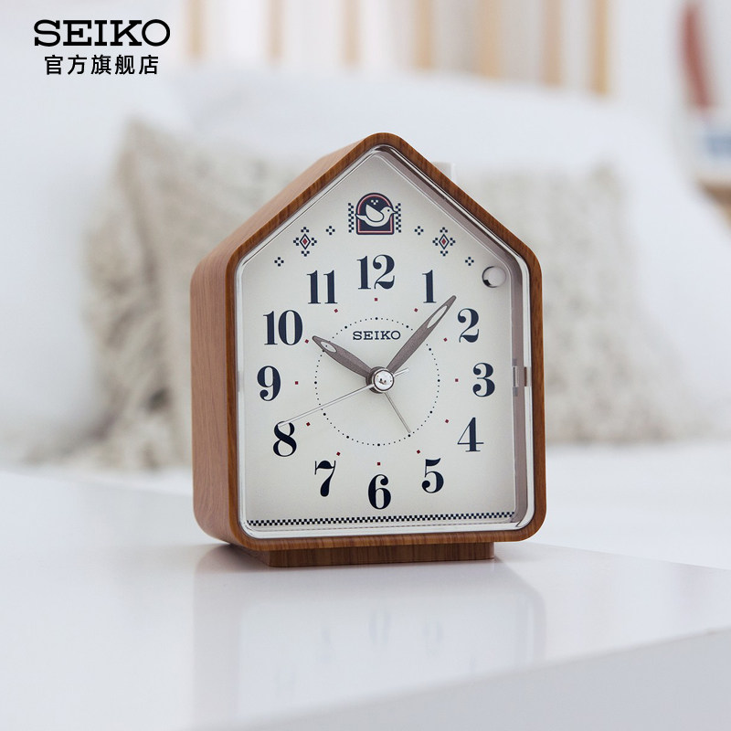 SEIKO 일본 세이코 패션 목가적 인 스타일 스누즈 자동 나뭇결 색상 뻐꾸기 어린이와 학생을위한 작은 알람 시계