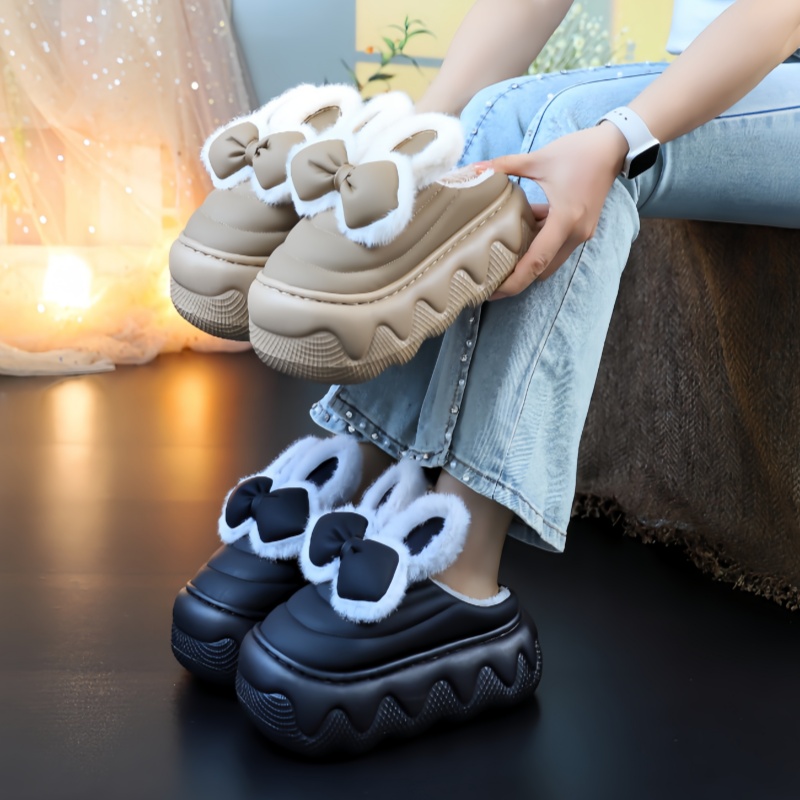 厚底毛绒保暖拖鞋女冬天