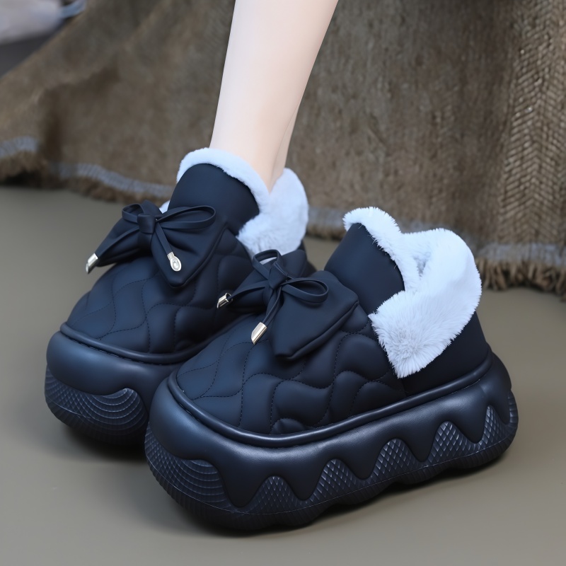 保暖家居防滑防水厚底皮面加绒