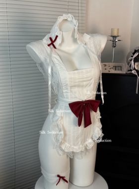 FUNNY KITTEN纯欲吊带睡裙女可爱蝴蝶结蕾丝性感女仆cos制服套装