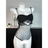 FUNNY KITTEN性感睡衣女纯欲蕾丝透视吊带连体带胸垫火辣免脱套装