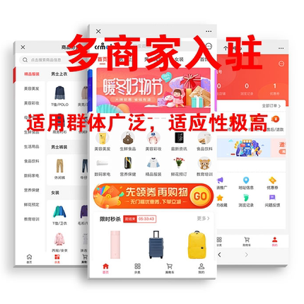 定制拼团砍价秒杀同城B2B2C多商户分销商城APP小程序开发源码交付