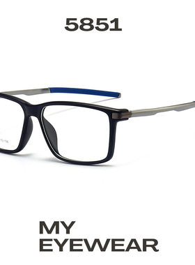 5851跨境大码近视眼镜框男舒适简洁TR90铝镁弹簧镜腿运动配镜镜框
