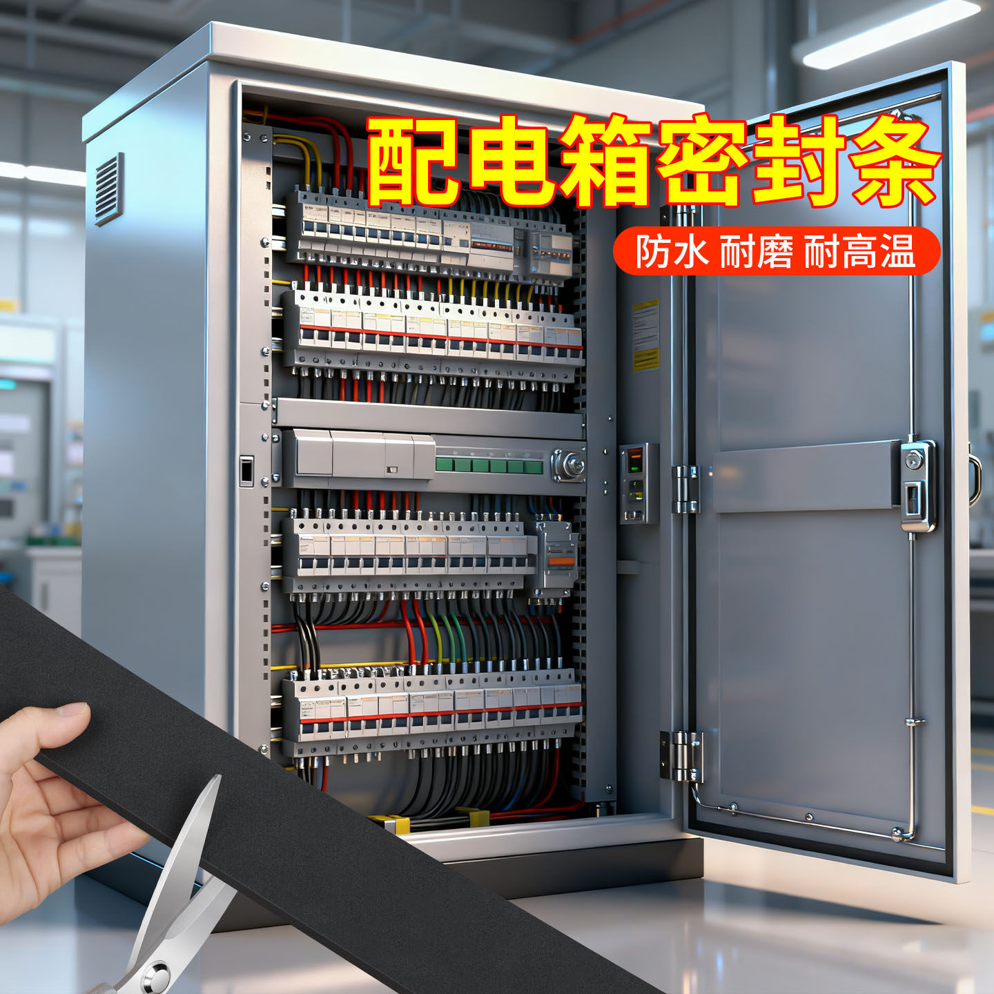 配电箱密封条自粘机柜电柜箱门填缝条防水防潮抗压发泡海绵平板条