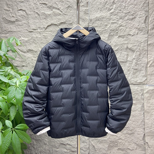 90白鸭绒内胆外套冬季连帽轻薄羽绒服男简约纯色休闲运动轻便保暖