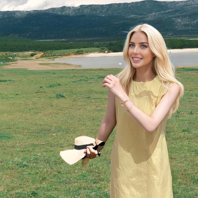 夏季新款圆领收腰显瘦连衣裙