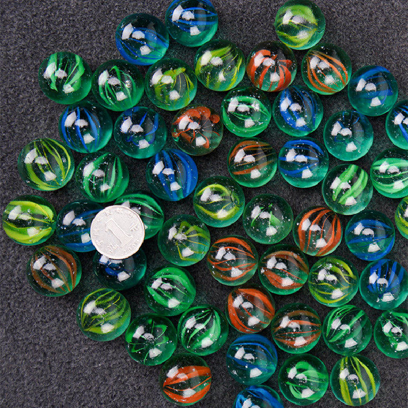 14mm玻璃球弹珠儿童游戏机玻璃珠子25mm彩色小弹珠水晶球玩具玻珠