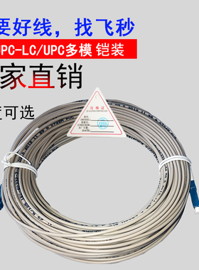 飞秒电信级UPC端面LC-LC小方头30\50米多模光纤跳线跳纤尾纤连接器62.5/125光纤铠装三防光缆防折防踩防鼠咬