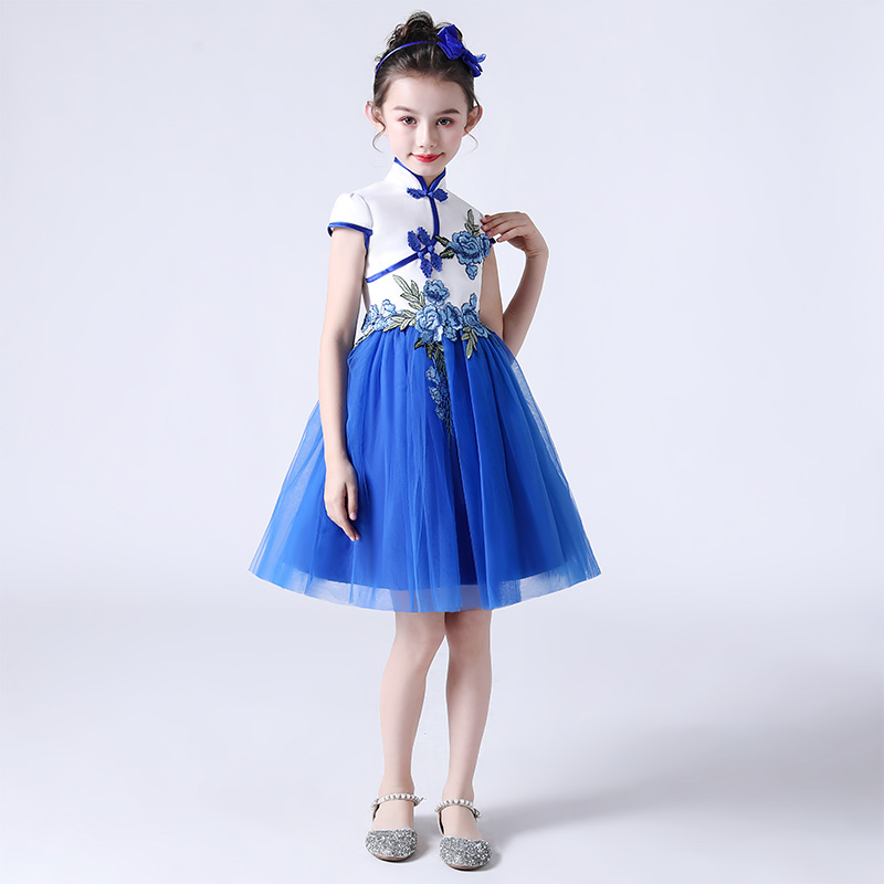中国风旗袍生日小女孩儿童演出服