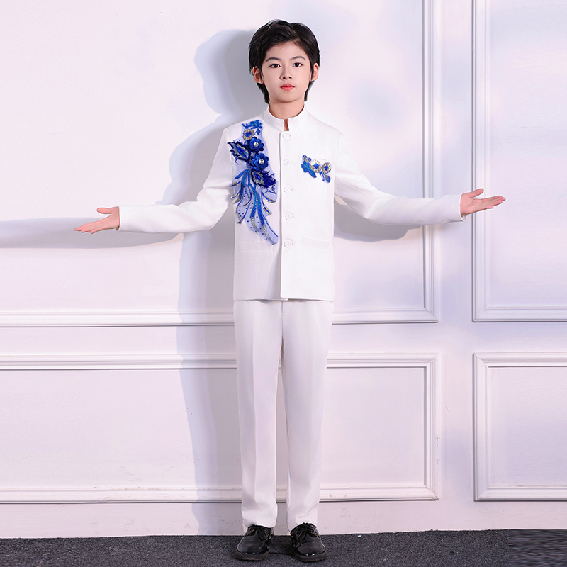 六一中国风大合唱演出服新中式男童中山装诗歌朗诵表演儿童礼服裙